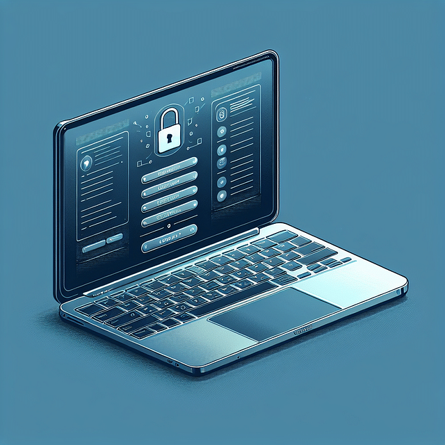 a sleek laptop displaying an encryption software interface