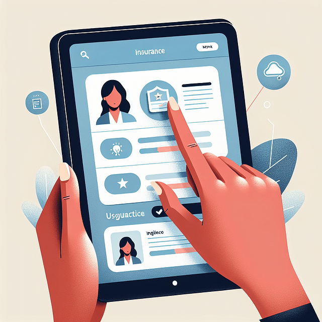 an elegant hand reviewing a digital insurance policy on a tablet