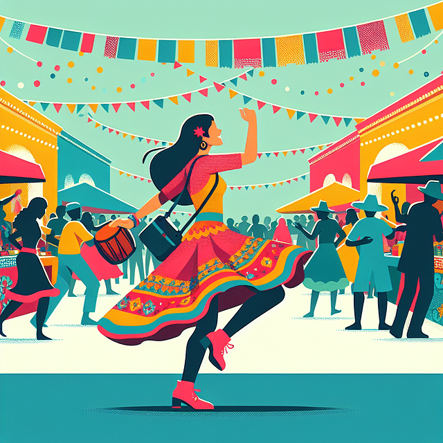Solo female traveler dancing at a South American festival