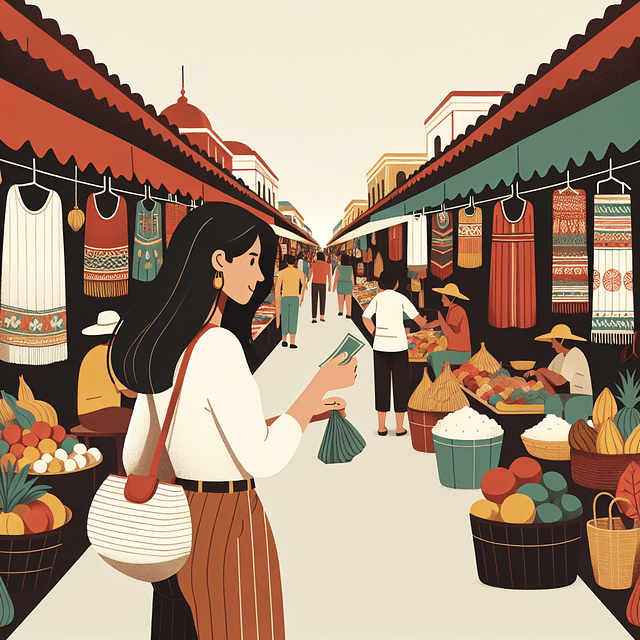 Traveler shopping at a local South American market