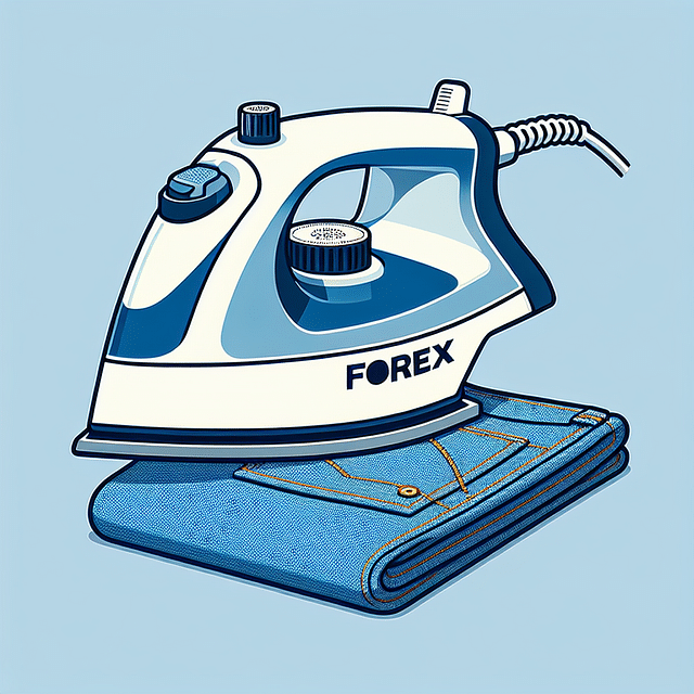 travel steamer pressing against a denim fabric